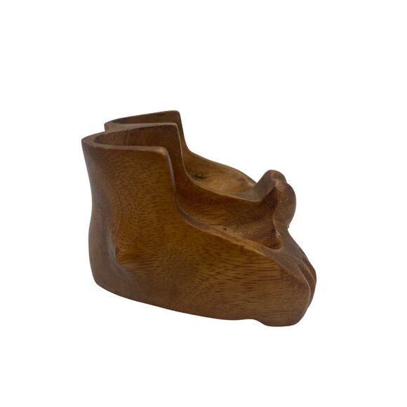 Vintage Hand-Carved Wood Double Foot Ashtray Catchall Monkey Pod Style MCM 1960s - Picture 4 of 6